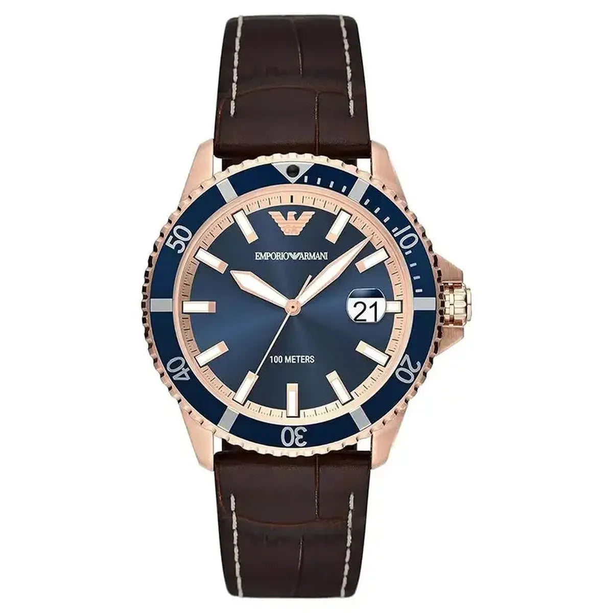 Emporio Armani AR11556 Men Analog Quartz Watch with Pro-Planet Leather Strap Emporio Armani