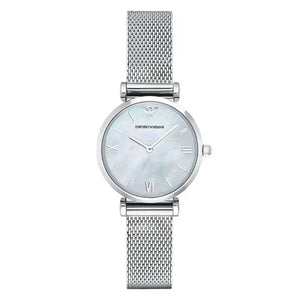 Emporio Armani AR1955 Mother Of Pearl Mesh Bracelet Ladies Watch Emporio Armani