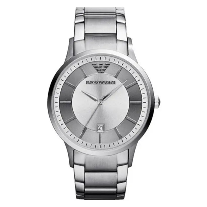 Emporio Armani AR2478 Classic Quartz Silver Dial Silver Steel Strap Watch For Men Emporio Armani