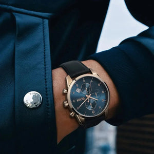 Hugo Boss 1513783 Skymaster Chronograph Blue Dial Black Leather Strap Watch for Men Hugo Boss