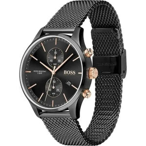 Hugo Boss 1513811 Associate Black Dial Black Mesh Bracelet Watch for Men Hugo Boss