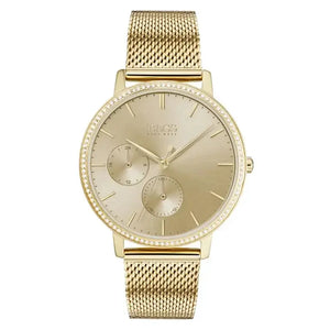 Hugo Boss 1502520 Infinity Gold Dial Gold Mesh Bracelet Watch for Women Hugo Boss