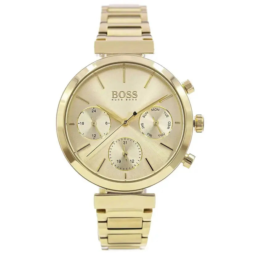 Hugo Boss 1502532 Flawless Gold Dial Gold Steel Strap Watch for Women Hugo Boss