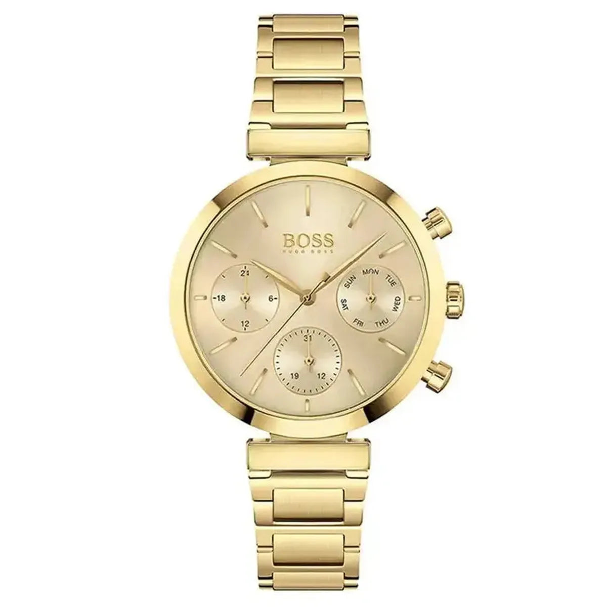 Hugo Boss 1502532 Flawless Gold Dial Gold Steel Strap Watch for Women Hugo Boss