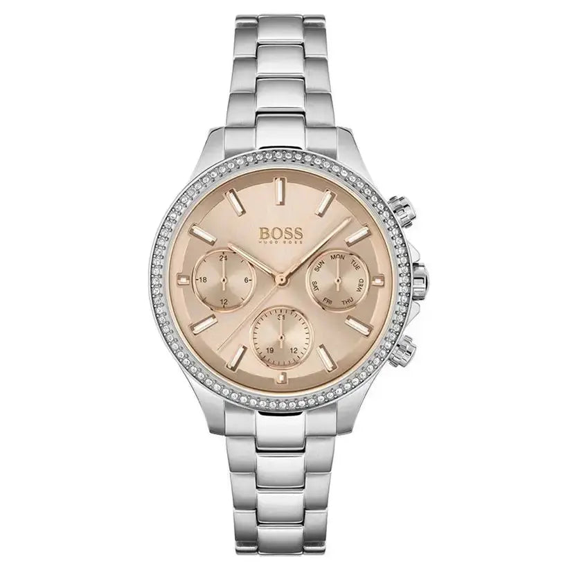Hugo Boss 1502565 Hera Rose Pink Dial Silver Steel Strap Watch for Women Hugo Boss