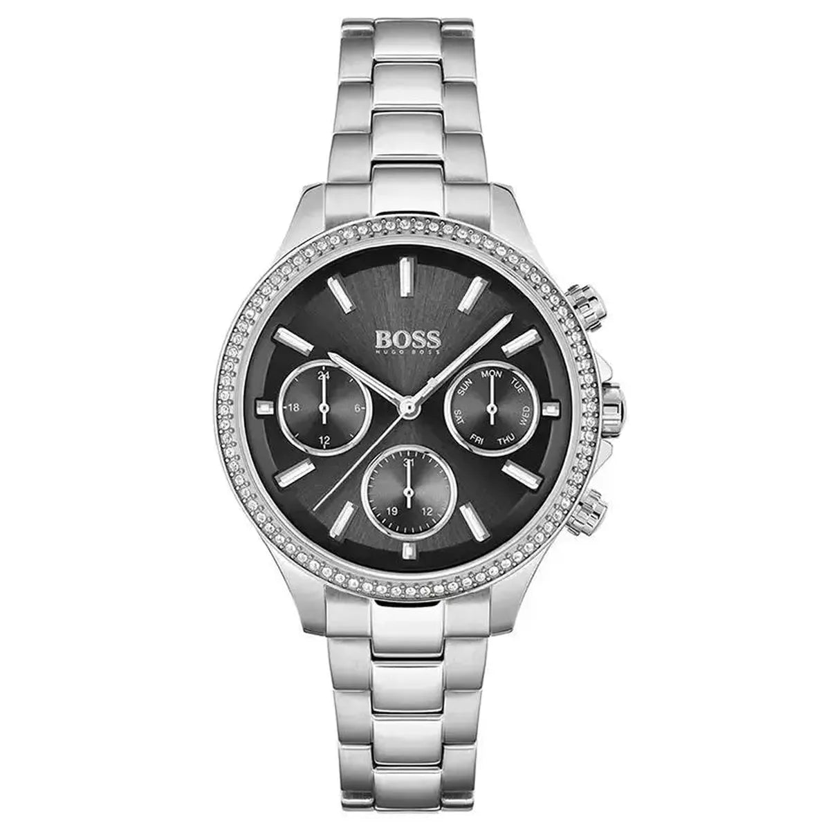 Hugo Boss 1502593 Hera Black Dial Silver Steel Strap Watch for Women Hugo Boss