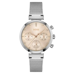 Hugo Boss 1502625 Flawless Pink Dial Silver Mesh Bracelet Watch for Women Hugo Boss