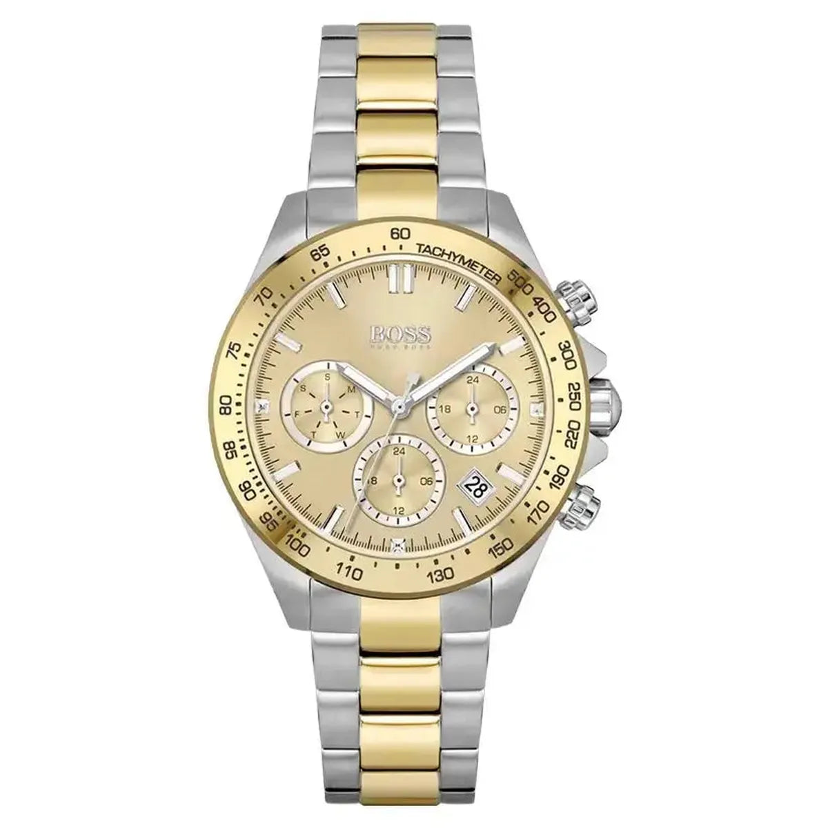 Hugo Boss 1512960 Ikon Chronograph Silver Dial Two Tone Steel Strap Watch for Men Hugo Boss