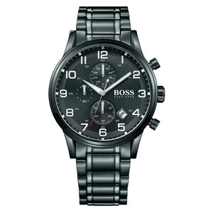 Hugo Boss 1513180 Chronograph Black Dial Black Steel Strap Watch for Men Hugo Boss