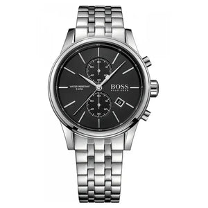 Hugo Boss 1513383 Jet Black Dial Silver Steel Strap Watch for Men Hugo Boss