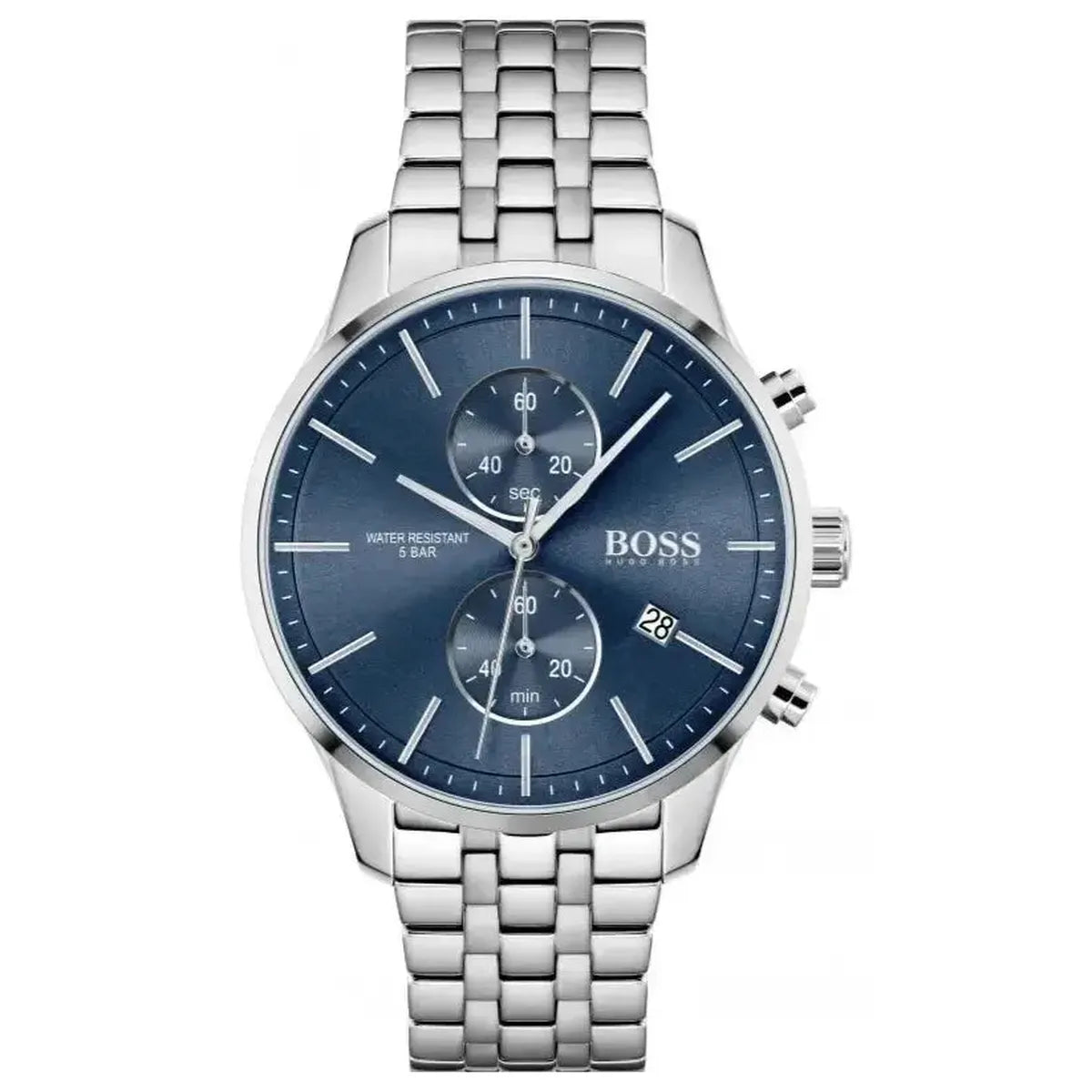 Hugo Boss 1513384 Jet Blue Dial Silver Steel Strap Watch for Men Hugo Boss
