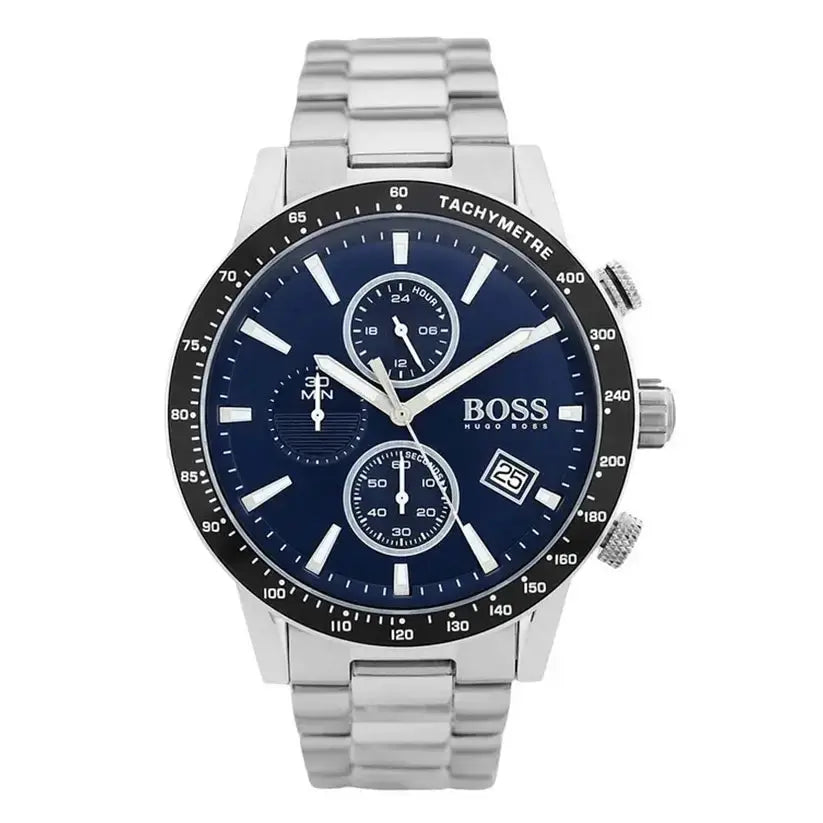 Hugo Boss 1513510 Rafale Quartz Blue Dial Silver Steel Strap Watch for Men Hugo Boss