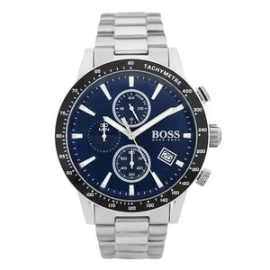 Hugo Boss 1513510 Rafale Quartz Blue Dial Silver Steel Strap Watch for Men Hugo Boss