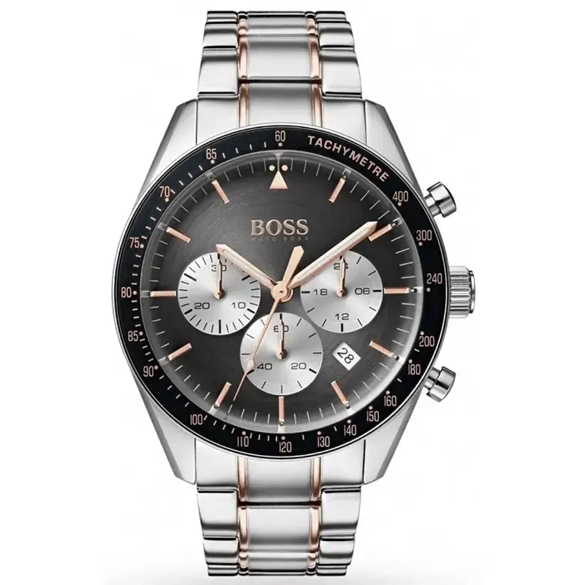 Hugo Boss 1513634 Trophy Chronograph Grey Dial Silver Steel Strap Watch for Men Hugo Boss