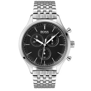 Hugo Boss 1513652 Companion Black Dial Silver Steel Strap Watch for Men Hugo Boss