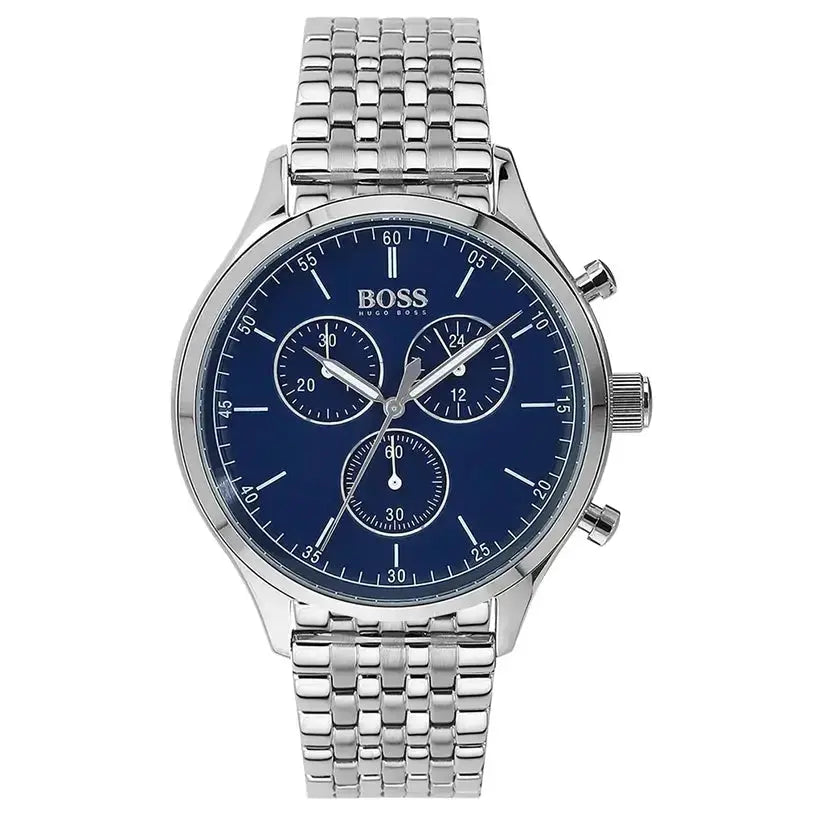 Hugo Boss 1513653 Companion Blue Dial Silver Steel Strap Watch for Men Hugo Boss