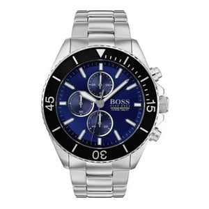 Hugo Boss 1513704 Ocean Edition Chronograph Blue Dial Silver Steel Strap Watch for Men Hugo Boss