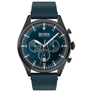 Hugo Boss 1513711 Pioneer Quartz Blue Dial Blue Leather Strap Watch For Men Hugo Boss