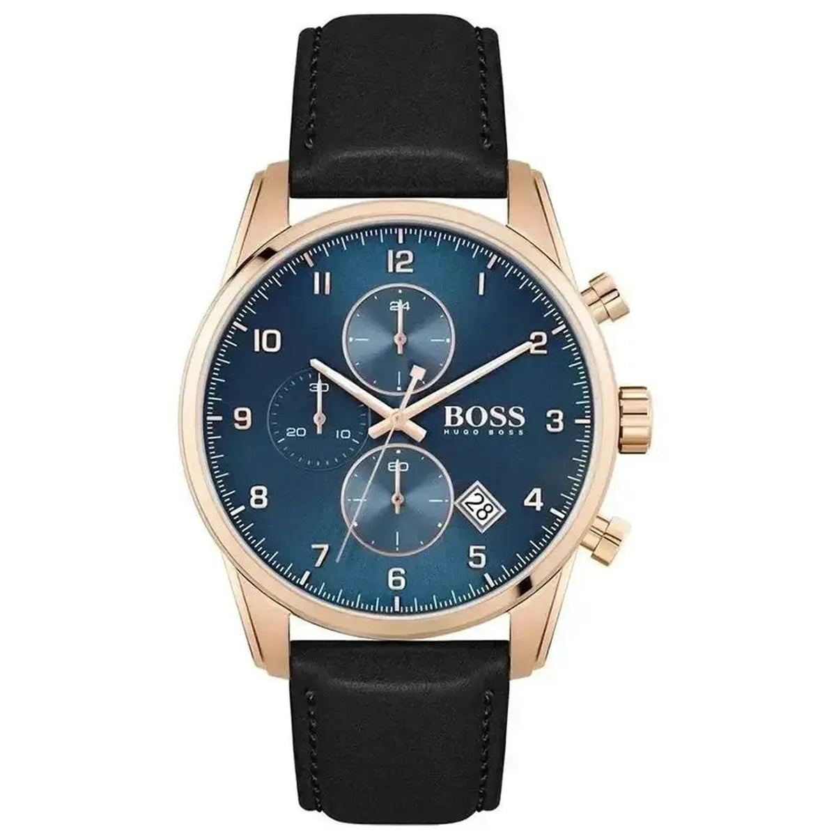 Hugo Boss 1513783 Skymaster Chronograph Blue Dial Black Leather Strap Watch for Men Hugo Boss