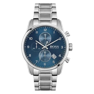 Hugo Boss 1513784 Skymaster Blue Dial Silver Steel Strap Watch for Men Hugo Boss