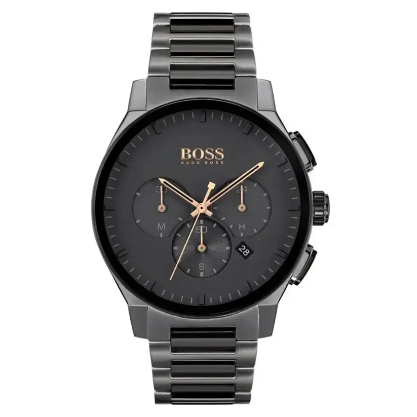 Hugo Boss 1513814 Peak Black Dial Black Steel Strap Watch for Men Hugo Boss
