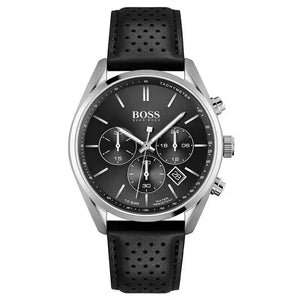 Hugo Boss 1513816 Champion Black Dial Black Leather Strap Watch for Men Hugo Boss