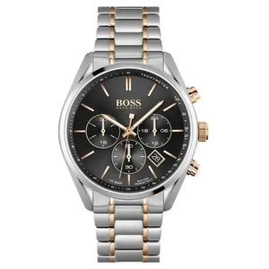 Hugo Boss 1513819 Champion Chronograph Black Dial Two Tone Steel Strap Watch for Men Hugo Boss