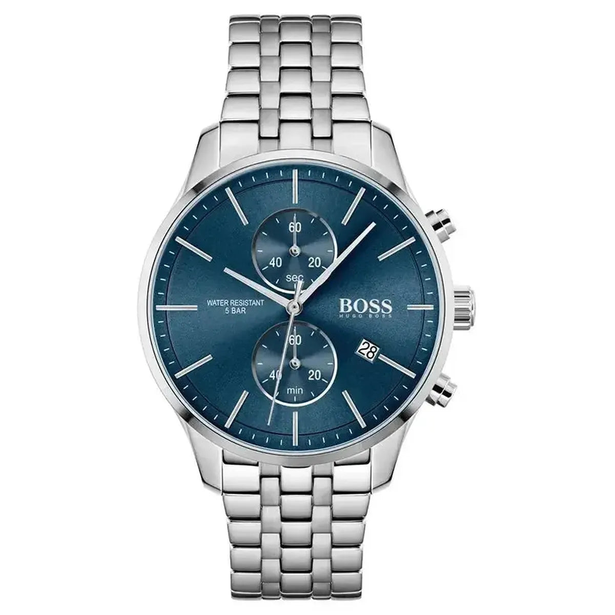 Hugo Boss 1513839 Associate Blue Dial Silver Steel Strap Watch for Men Hugo Boss
