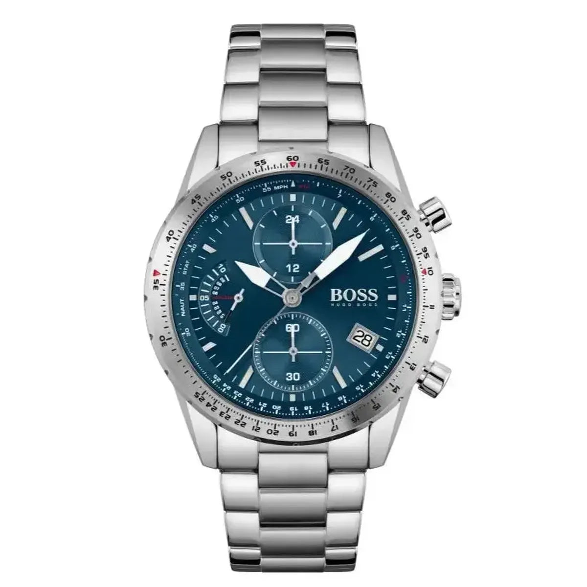 Hugo Boss 1513850 Pilot Blue Dial Silver Steel Strap Watch for Men Hugo Boss