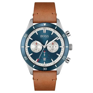 Hugo Boss 1513860 Santiago Blue Dial Brown Leather Strap Watch for Men Hugo Boss