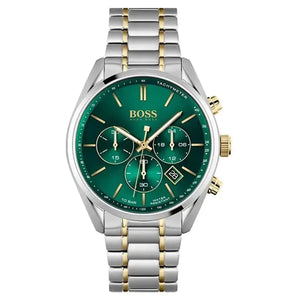Hugo Boss 1513878 Champion Chronograph Green Dial Two Tone Steel Strap Watch for Men Hugo Boss