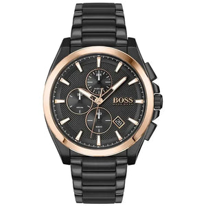 Hugo Boss 1513885 Grandmaster Black Dial Black Steel Strap Watch for Men Hugo Boss