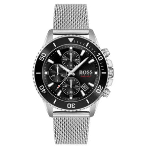 Hugo Boss 1513904 Admiral Black Dial Silver Mesh Bracelet Watch for Men Hugo Boss