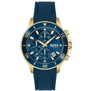 Hugo Boss 1513965 Admiral Blue Dial Blue Rubber SIlicon Strap Watch for Men Hugo Boss