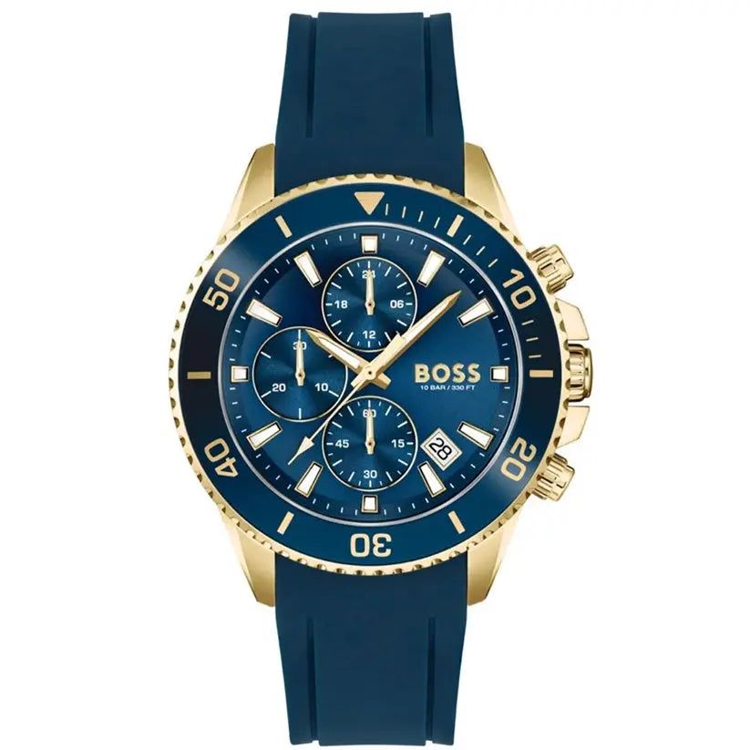 Hugo Boss 1513965 Admiral Blue Dial Blue Rubber SIlicon Strap Watch for Men Hugo Boss