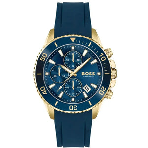 Hugo Boss 1513965 Admiral Blue Dial Blue Rubber SIlicon Strap Watch for Men Hugo Boss