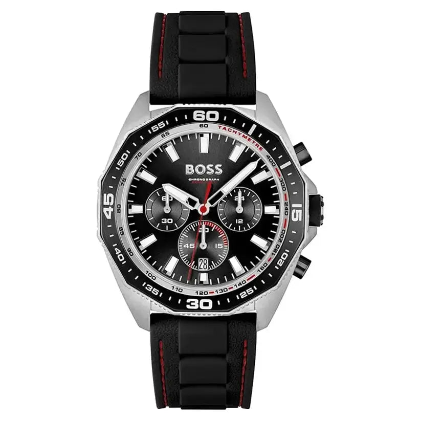 Hugo Boss 1513969 Chronograph Quartz Watch for Men with Black Silicone Bracelet Hugo Boss