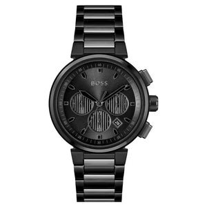 Hugo Boss 1514001 One Chronograph Black Dial Black Steel Strap Watch For Men Hugo Boss