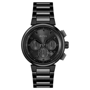 Hugo Boss 1514001 One Chronograph Black Dial Black Steel Strap Watch For Men Hugo Boss