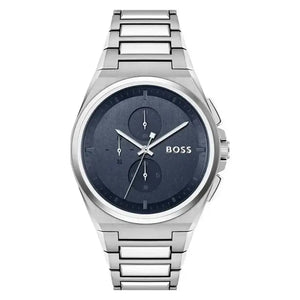 Hugo Boss 1514048 Steer Chronograph Blue Dial Silver Steel Strap Watch For Men Hugo Boss