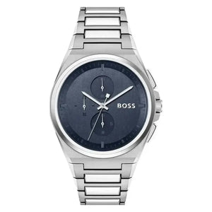 Hugo Boss 1514048 Steer Chronograph Blue Dial Silver Steel Strap Watch For Men Hugo Boss