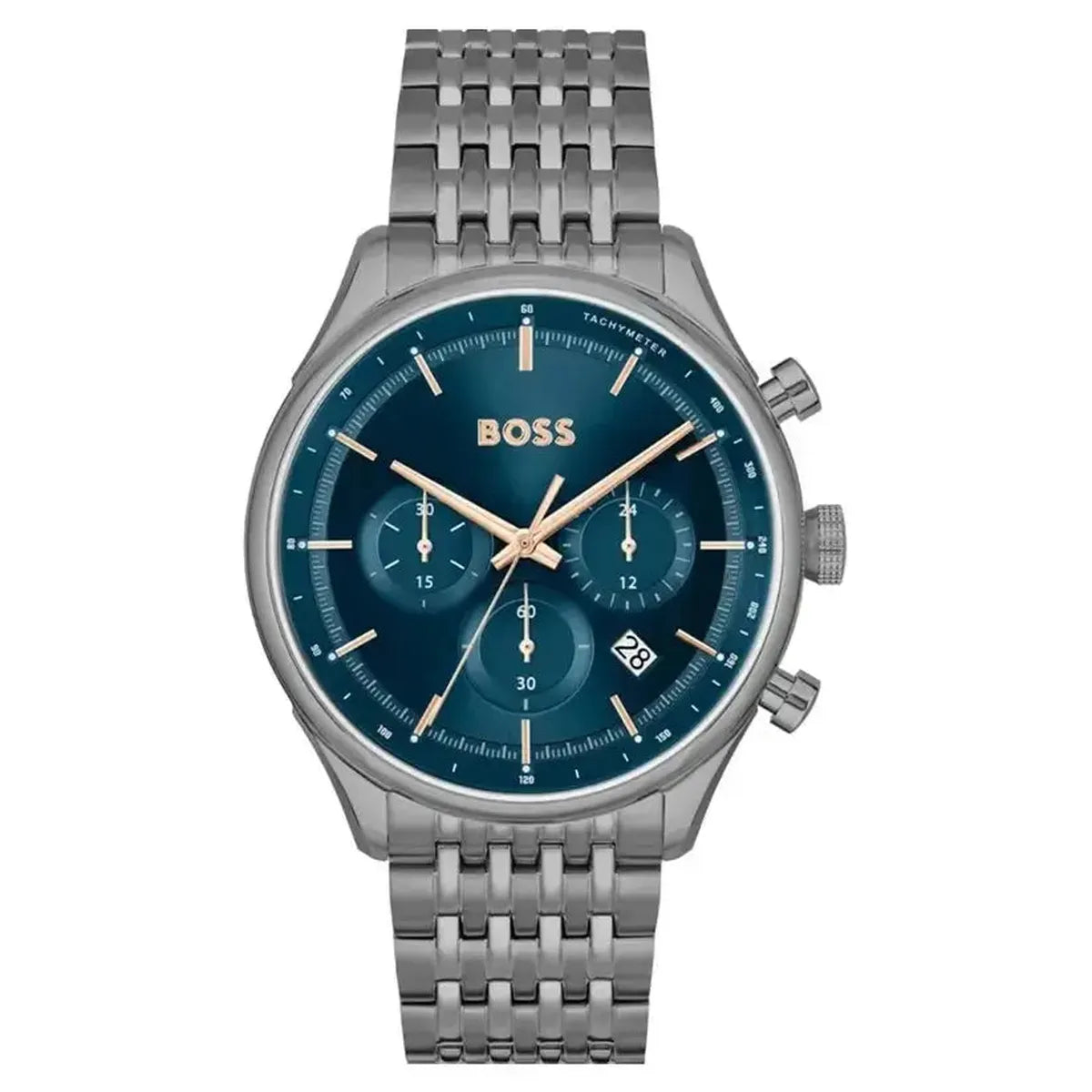 Hugo Boss 1514083 Gregor Chronograph Blue Dial Grey Steel Strap Watch For Men Hugo Boss