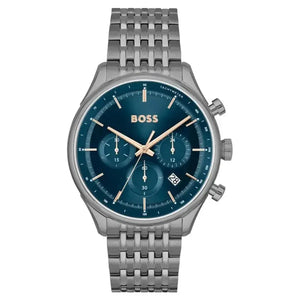 Hugo Boss 1514083 Gregor Chronograph Blue Dial Grey Steel Strap Watch For Men Hugo Boss