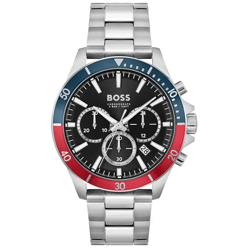 Hugo Boss 1514108 Troper Chronograph Black Dial Silver Steel Strap Watch For Men Hugo Boss