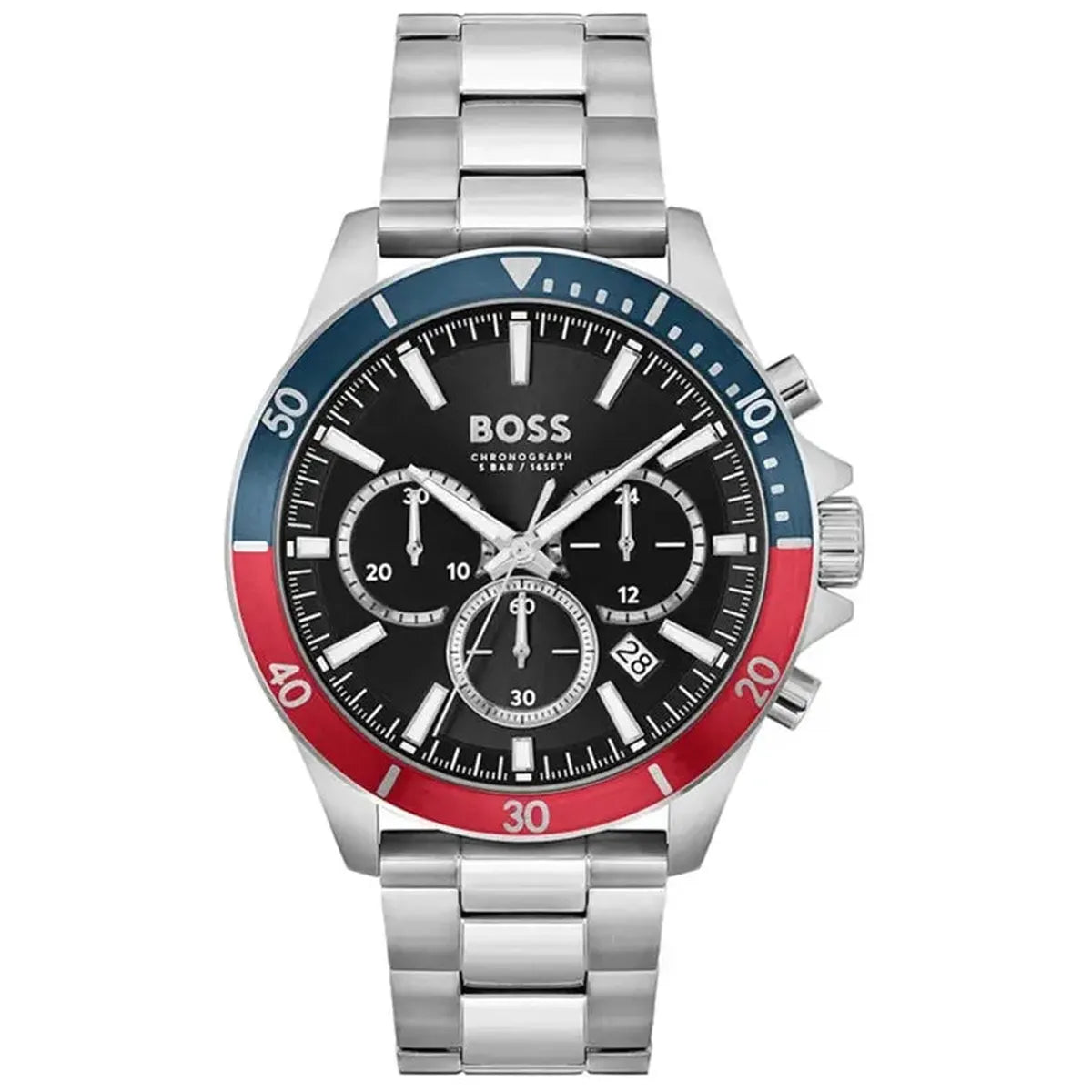 Hugo Boss 1514108 Troper Chronograph Black Dial Silver Steel Strap Watch For Men Hugo Boss