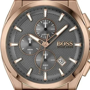 Hugo Boss 1513882 Grandmaster Grey Dial Brown Leather Strap Watch for Men Hugo Boss