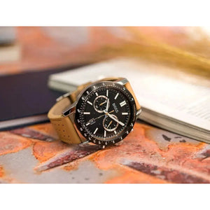 Hugo Boss 1513964 Allure Black Dial Brown Leather Strap Watch for Men Hugo Boss