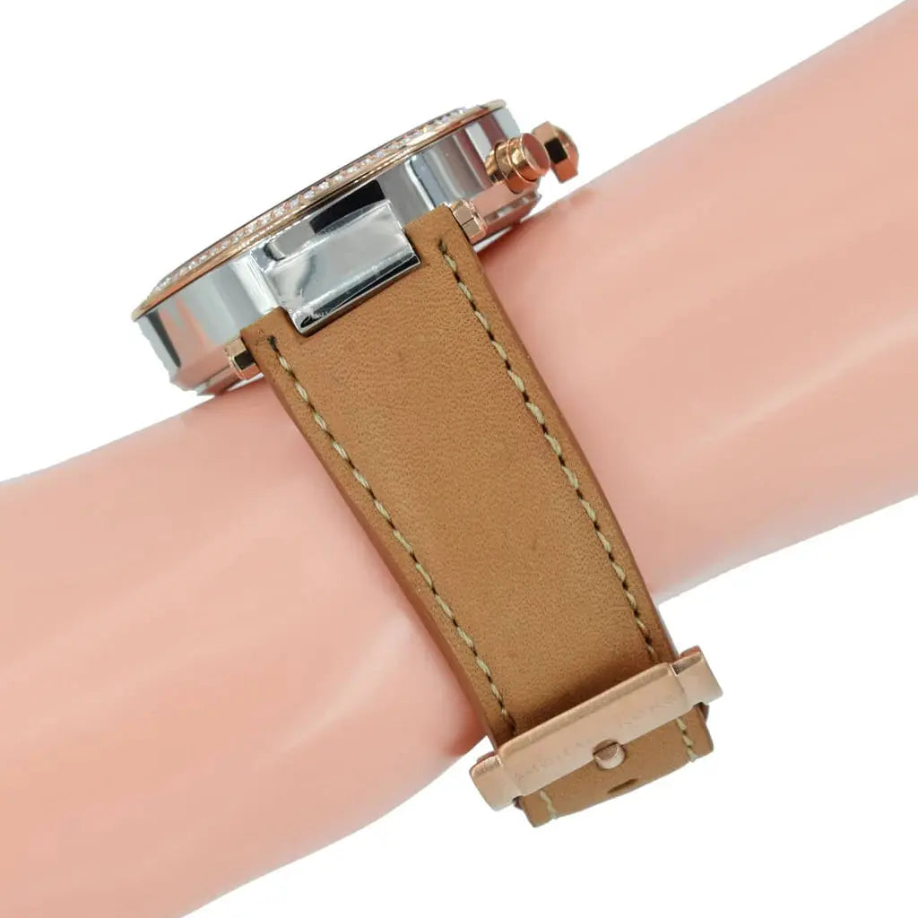 Michael Kors MK5633 Parker Chronograph White Dial Tan Leather Strap Watch for Women Michael Kros