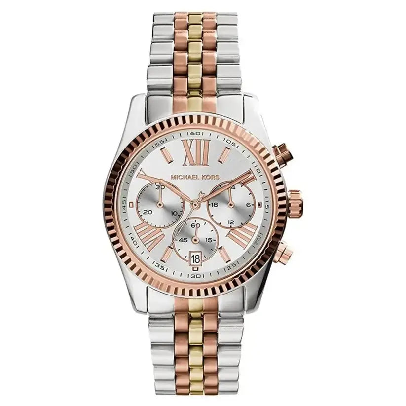 Michael Kors MK5735 Lexington Chronograph Silver Dial Two Tone Steel Strap Watch for Women Michael Kros