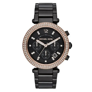 Michael Kors MK5885 Parker Diamonds Black Dial Black Steel Strap Watch for Women Michael Kros
